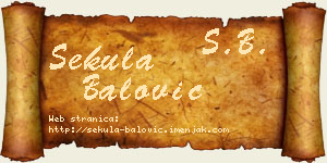 Sekula Balović vizit kartica